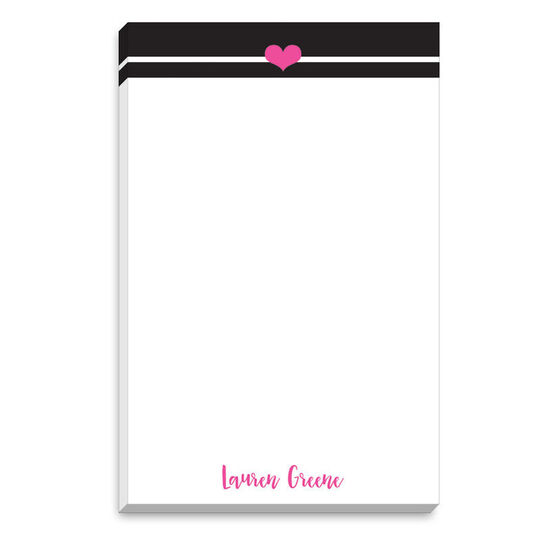 Black Stripe with Pink Heart Notepad